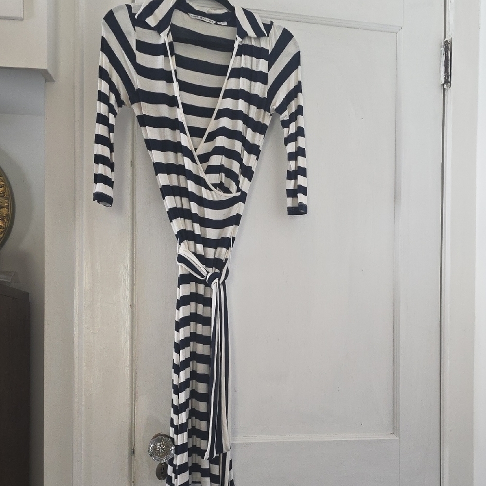 Tommy Hilfiger Navy and Cream Striped Shirt